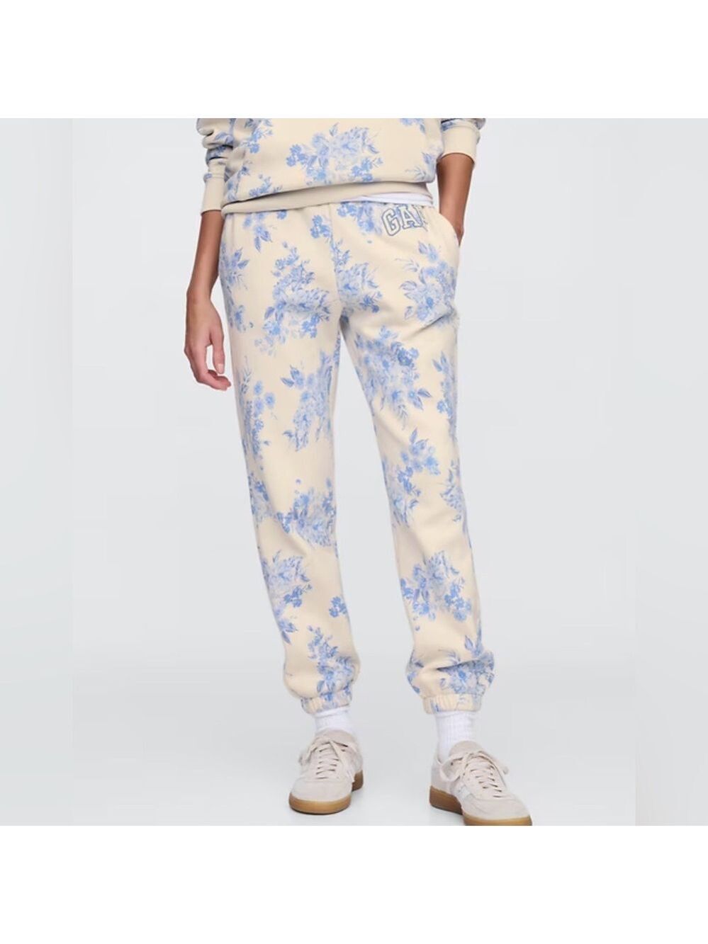 Gap Heritage Logo Blue Floral Pull-On Sweatpants Joggers NWOT XL Loungewear - Picture 3 of 5